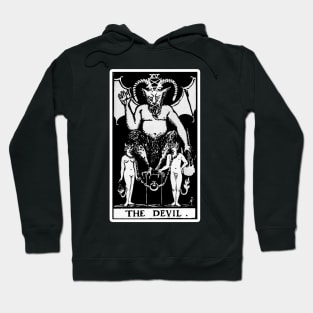 XV. The Devil Tarot Card | Black and white Hoodie